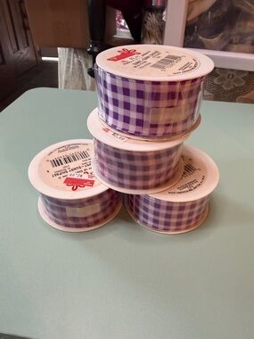 Purple Gingham Ribbon - Decorative Gift Wrap Ribbon